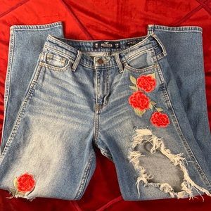 Vintage Holister Mom jeans w/ embroidered flowers